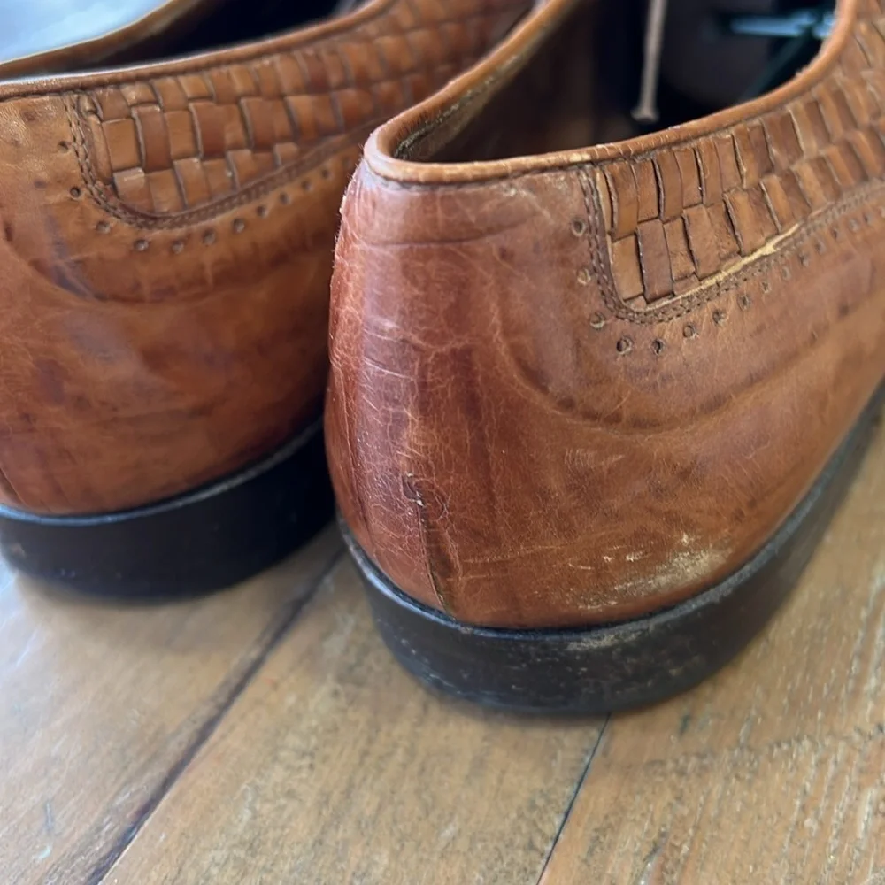 Cole Haan bergamo vintage Brown Leather Woven Men's Shoes
